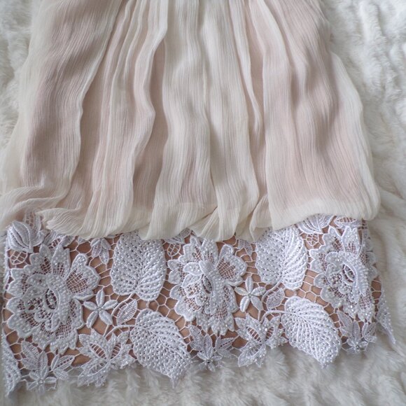 NWOT Jovani SILK mini dress 6 Pastel Spring Chic Feminine Floral Lace Romantic - Picture 8 of 11